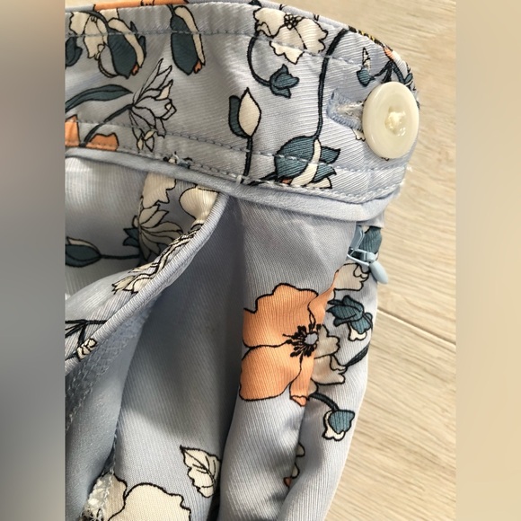 J. Crew Garden Floral Sky Blue Silky High-rise Pocket Pants - Picture 13 of 16